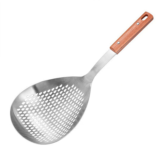Professional SUS304 Skimmer Ladle wooden handle – Large Capacity Oil Strainer for Kitchen Use