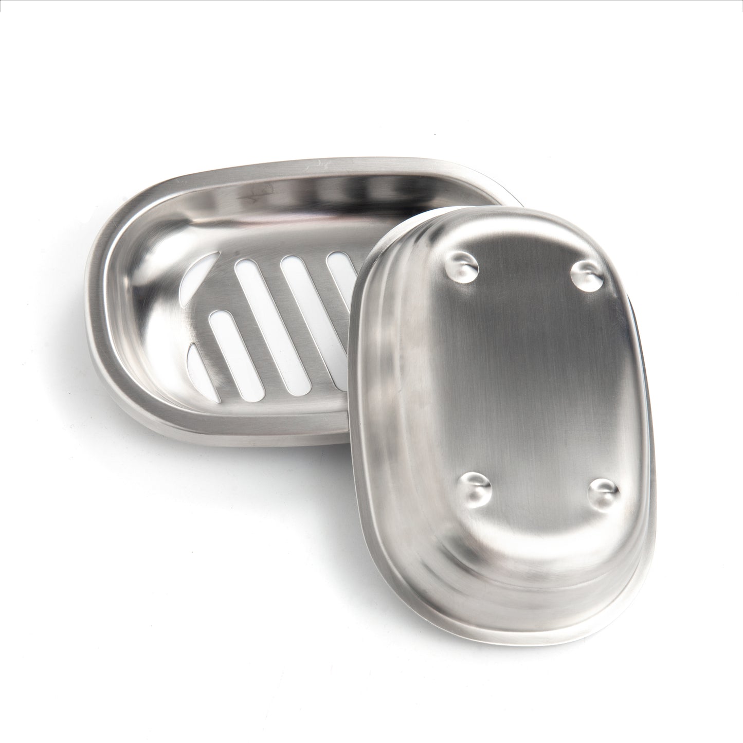 IMEEA Silver Soap Dish SUS304 Stainless Steel Brushed Soap Dish with Drain Bathroom Soap Holder