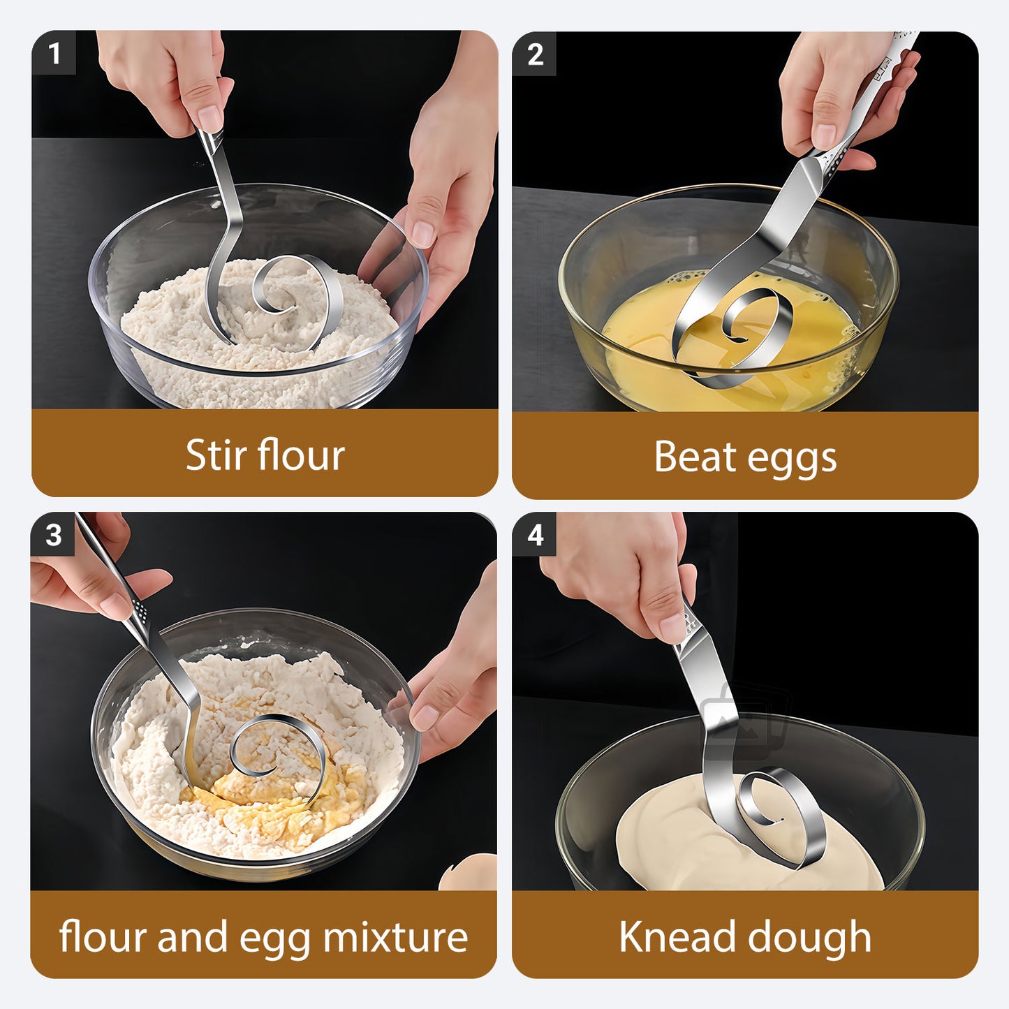 IMEEA Danish Dough Whisk Stainless Steel Seamless Danish Dough Mixer Making Tools for Sourdough Bread Baking, Pizza, Pastry, Cake