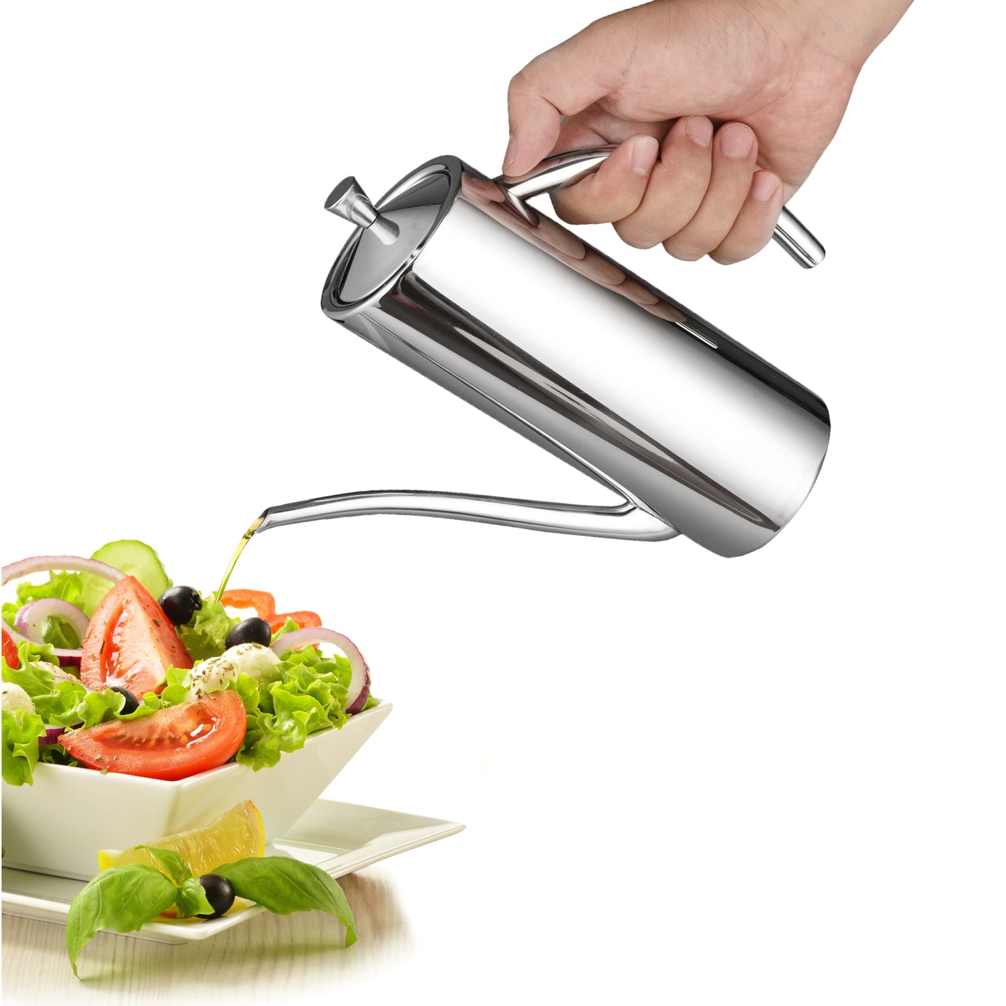 IMEEA Olive Oil Dispenser SUS304 Stainless Steel Cooking Kitchen No Drip Oil Can Vinegar Container, 24Oz/700Ml