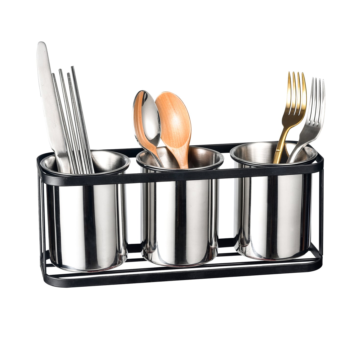 IMEEA SUS304 Stainless Steel Flatware Caddy with Drain Holes and Metal Rack