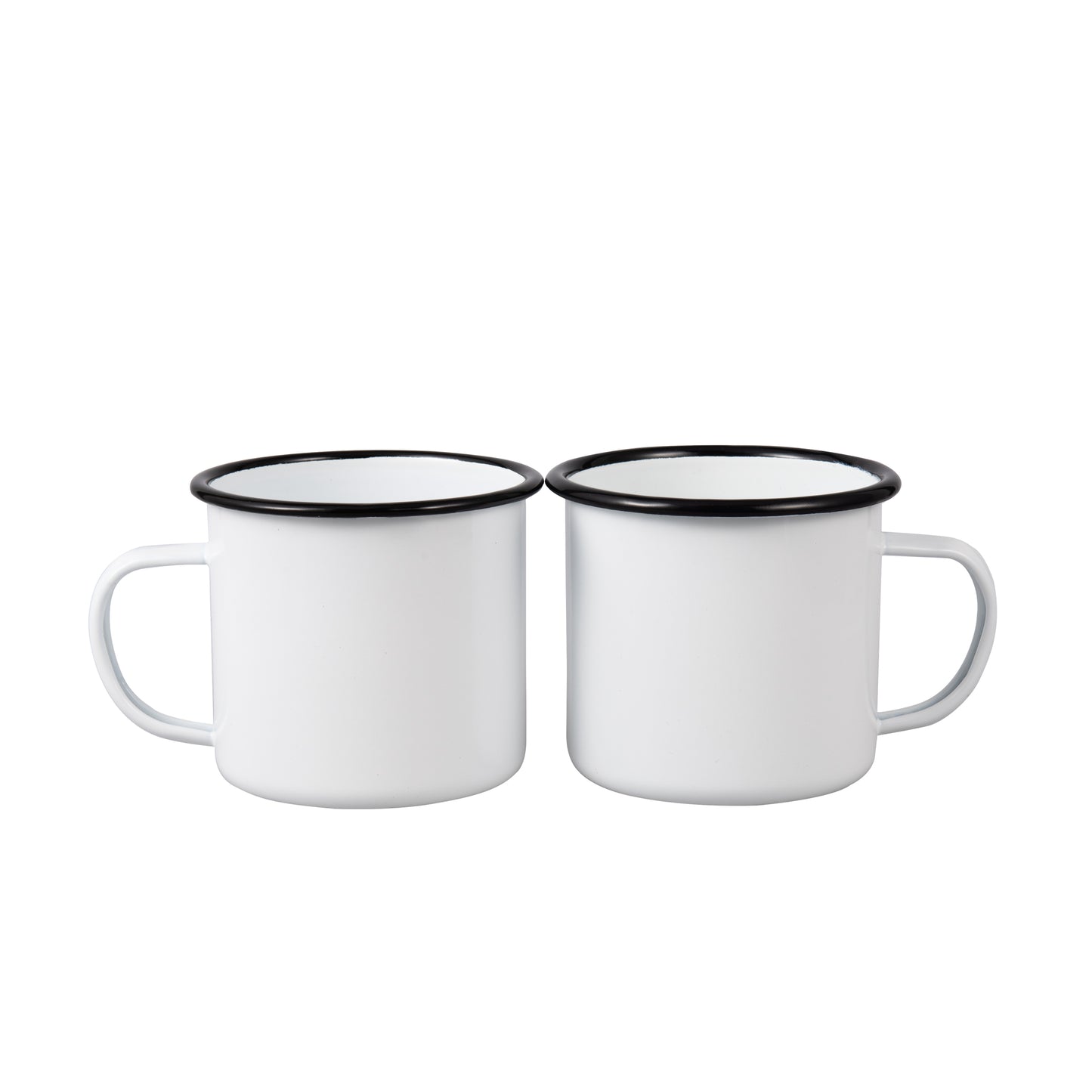 IMEEA Set of 2 White Enamel Mugs with 17oz capacity and smooth classic design