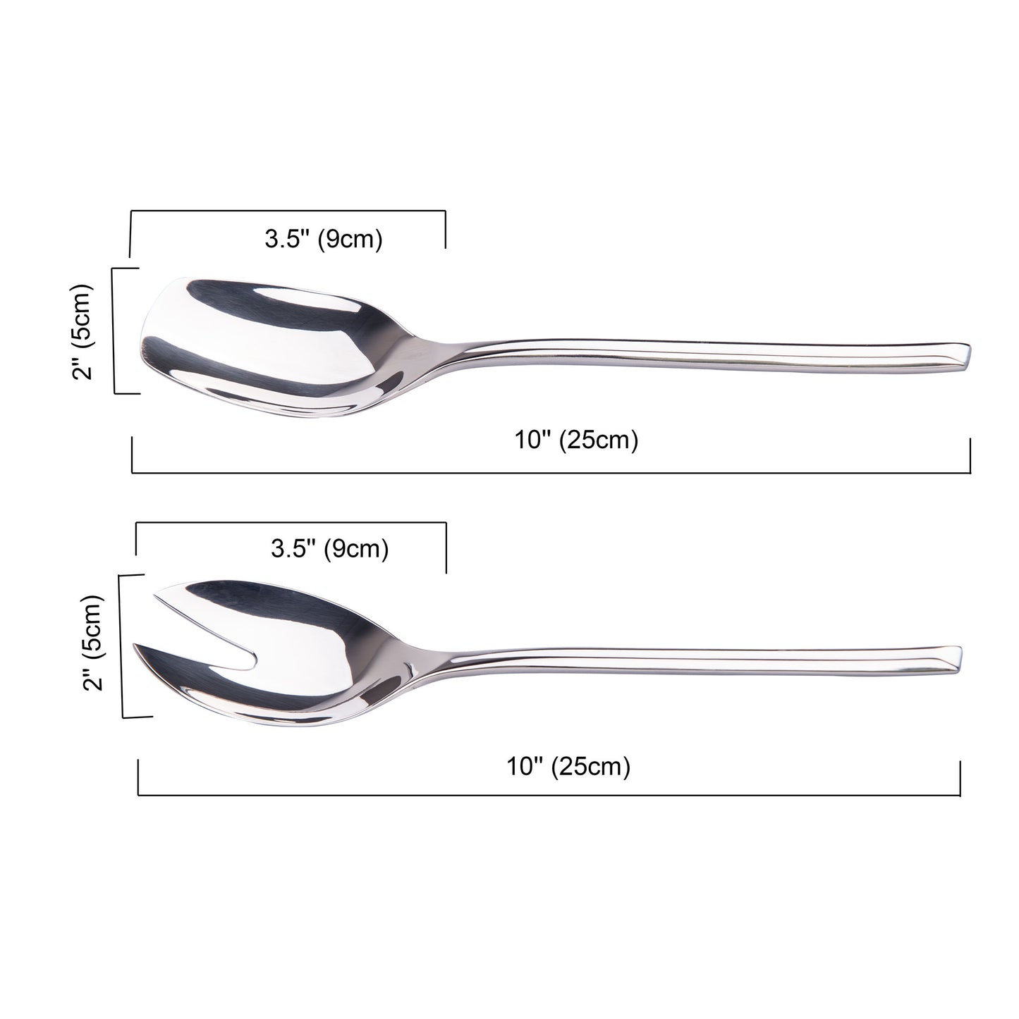 IMEEA Salad Servers 18/10 Stainless Steel with 10inch length and 2inch spoon head width dimensions