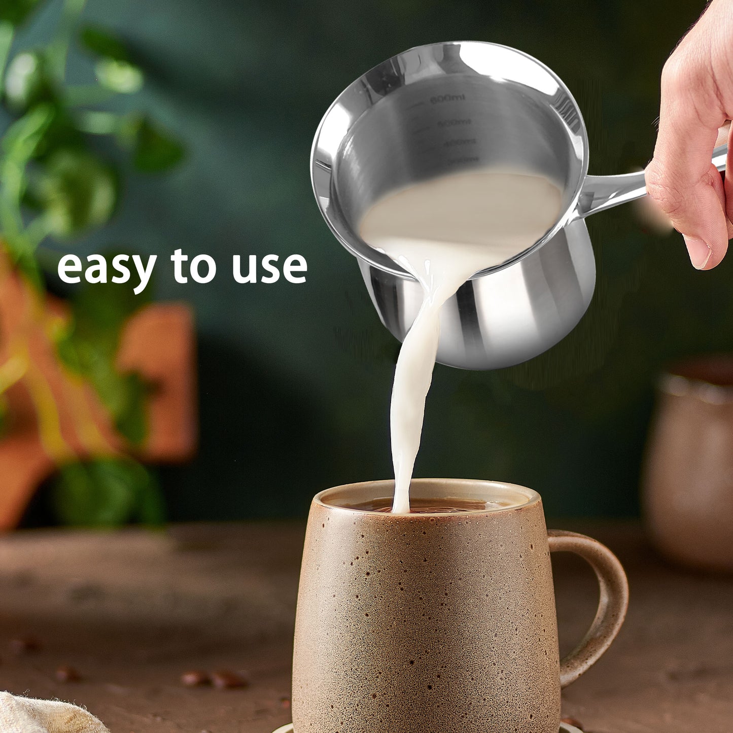 IMEEA Turkish Coffee Pot Induction SUS304 Stainless Steel Briki Greek Coffee Pot, Arabic Caizen Cezve Ibrik Coffee Pot (600ML / 20oz)