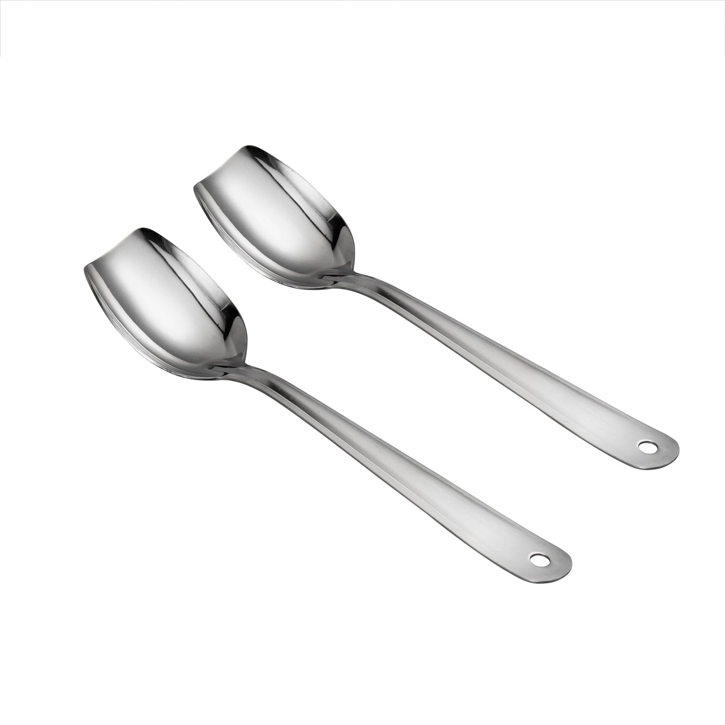 IMEEA 10inch Flat Serving Spoon 18/8 Stainless Steel Slotted Spoon Flat Edge Spoon Cooking Spoon Set, Set of 2 - IMEEAspoon