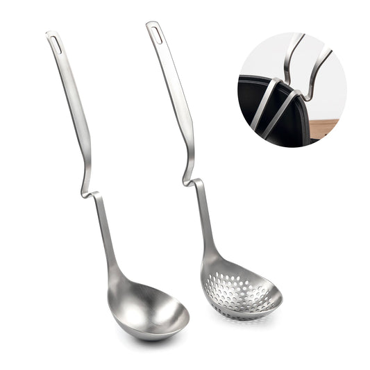 Hot Pot Ladle Set - SUS304 Stainless Steel Slotted Spoons for Cooking and Serving non slip
