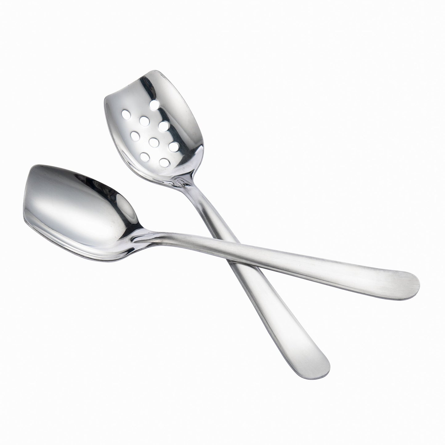 IMEEA Flat Edge Spoon 18/8 Stainless Steel Flat Bottom Serving Spoon for Cooking 8 - Inch Slotted Spoon, Set of 2 - IMEEAspoon