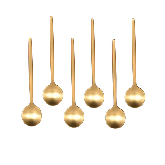 IMEEA Golden Espresso Spoons Gold Demitasse Spoons Stainless Steel Coffee Spoons Mini Teaspoons 5.1 - Inch, Set of 6 - IMEEAspoon