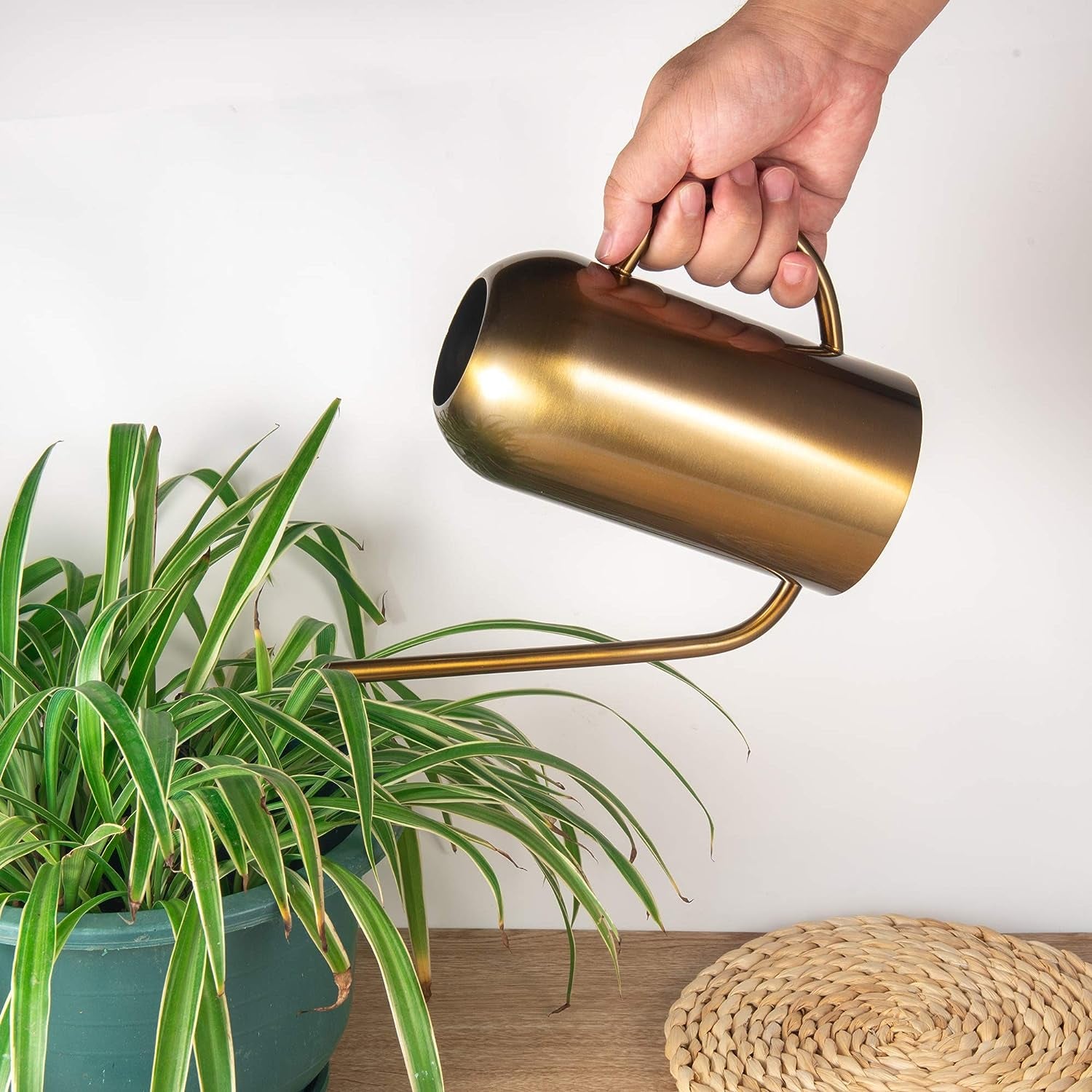 Watering Can Indoor Plants Stainless Steel Indoor Watering Can for House Plants 45Oz/1.3L (Bronze Color)