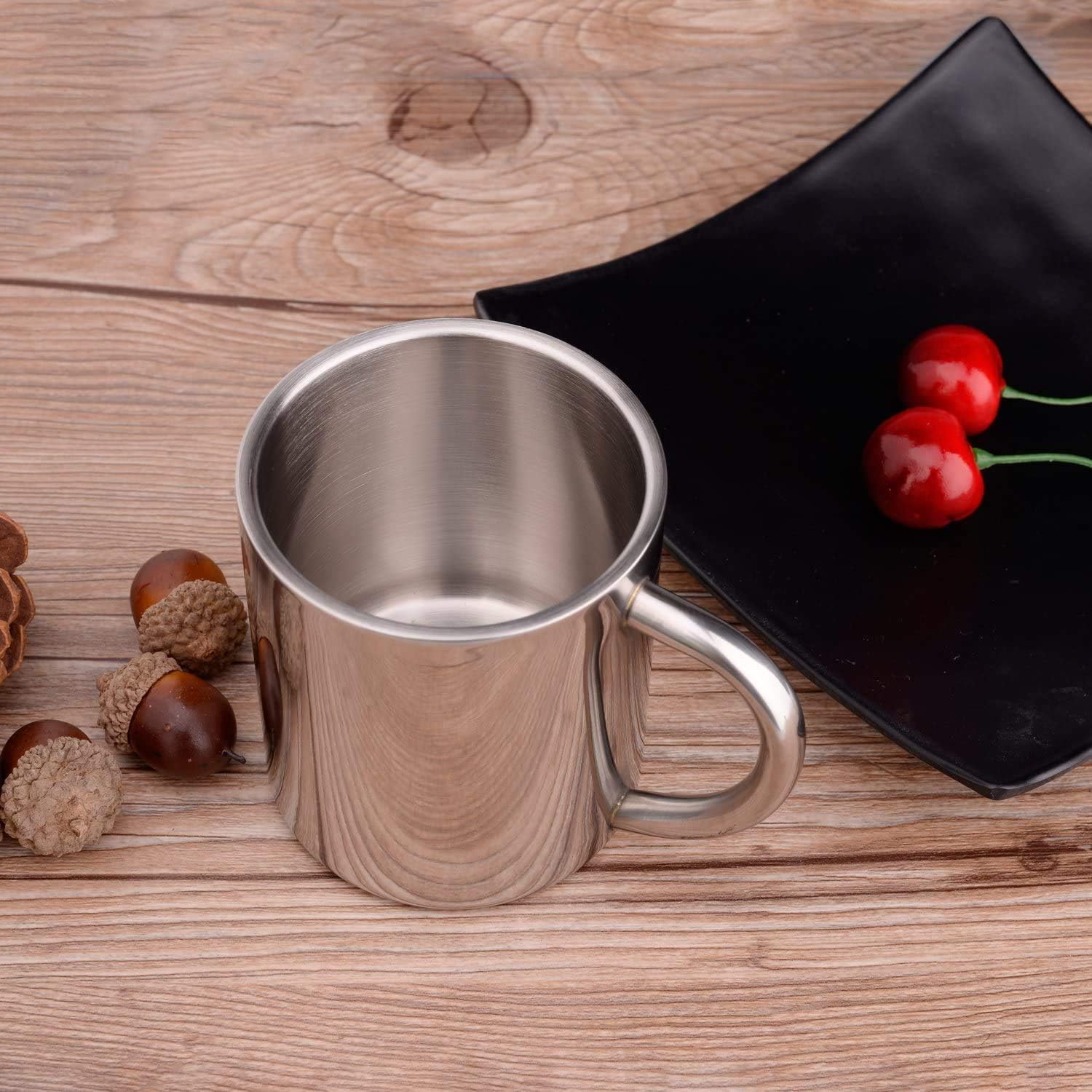 IMEEA 220ml Unbreakable Camping Cups – Durable Metal Coffee Mugs with Handle
