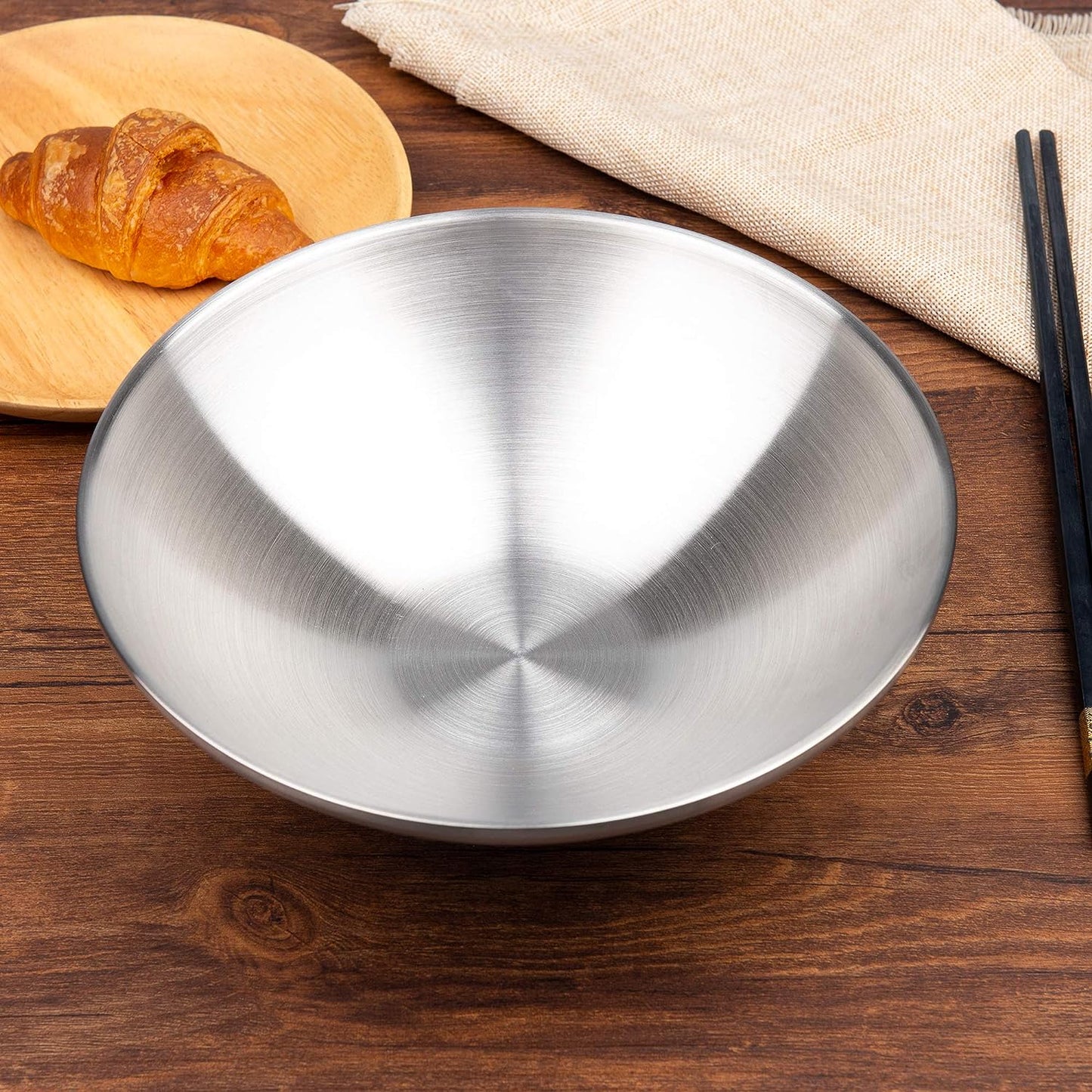 Soup Bowls Ramen Bowls SUS304 Stainless Steel Bowl Double Walled Serving Bowl for Udon Soba Pho 9.5-Inch (2-Piece)