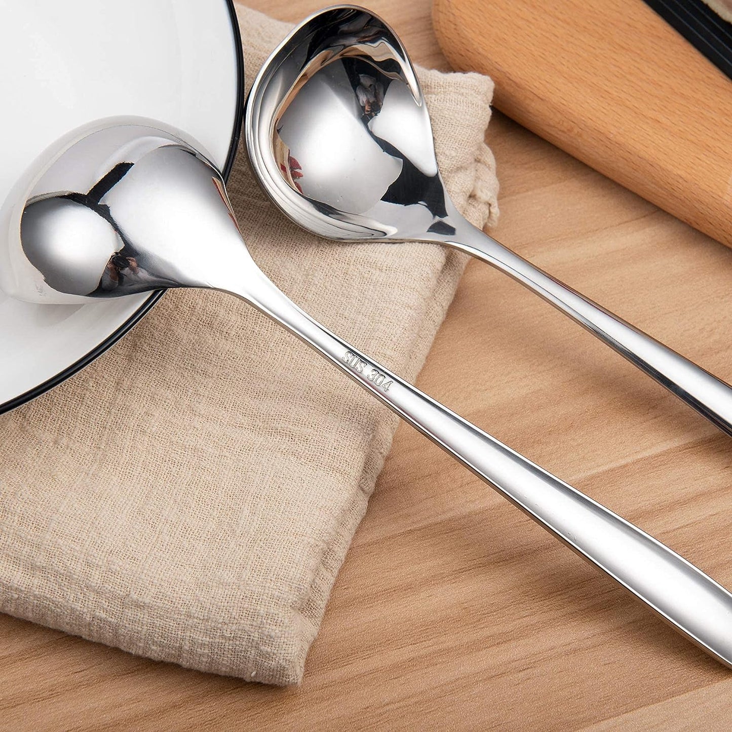 Small Ladle Sauce Ladle SUS304 Stainless Steel Small Serving Ladle 8-Inch, Set of 4
