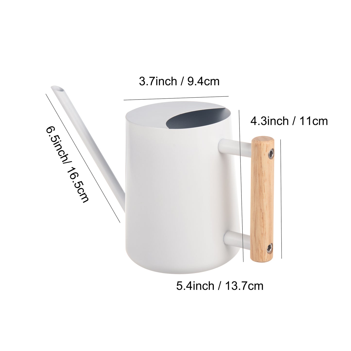IMEEA Stainless Steel Watering Can with 6.5-inch long spout and 5.4-inch total height dimensions