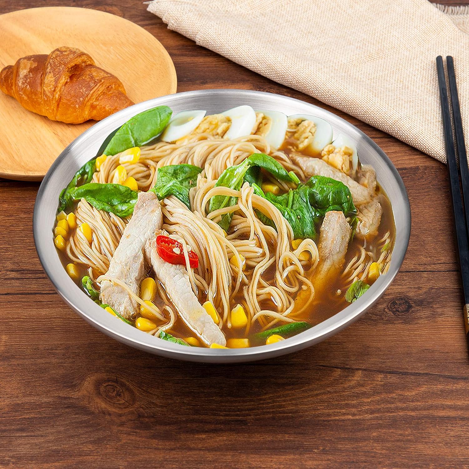 IMEEA Double-Walled Stainless Steel Bowl for Japanese Ramen Restaurant