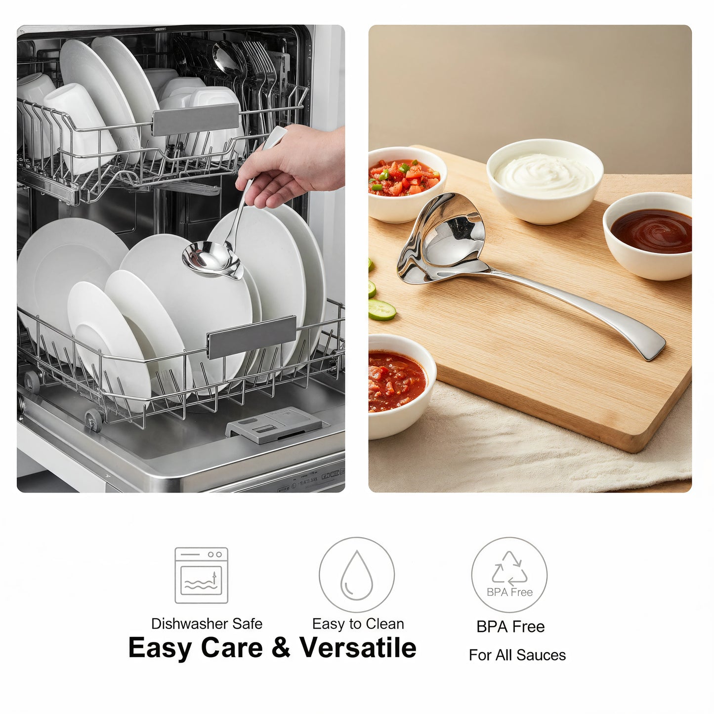 IMEEA Gravy Ladle Small Sauce Ladle 18/10 Stainless Steel Small Ladle for Serving, 7.6-Inch