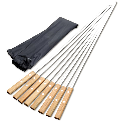 IMEEA 21.6 inch flat kebab skewers with stainless steel blades and wooden handles