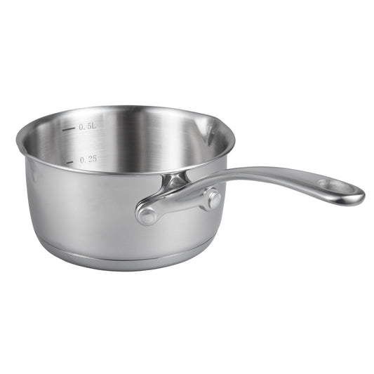 IMEEA Butter Melting Pot Butter Warmer 18/10 Tri-Ply Stainless Steel Saucepan with Dual Pour Spouts, Silver