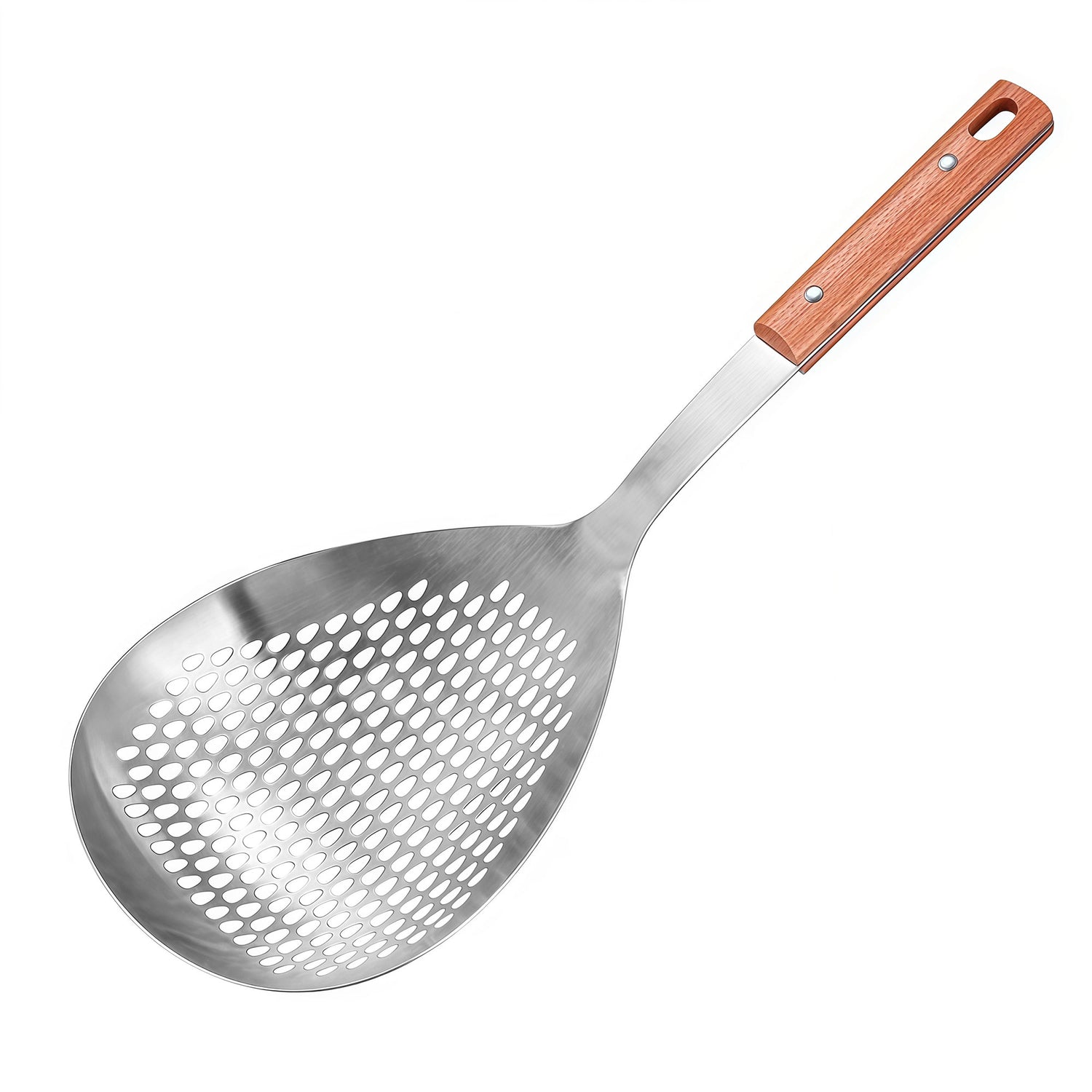 Professional SUS304 Skimmer Ladle wooden handle – Large Capacity Oil Strainer for Kitchen Use