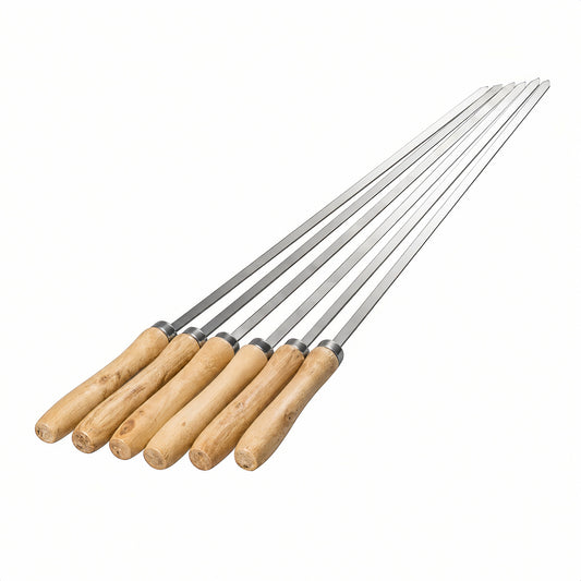 IMEEA 16.5" Stainless Steel BBQ Kabob Skewers with Wooden Handles