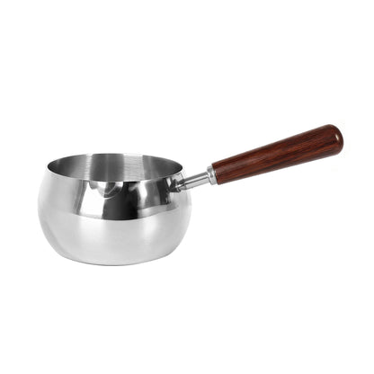IMEEA 27oz Stainless Steel Milk Butter Warmer – Small Sauce Pot with Wooden Handle, Induction Ready