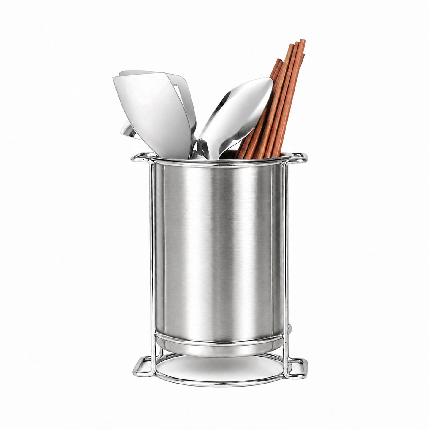 IMEEA Stainless Steel Utensil Holder for Countertop – Elevated, Drainage Design for Everyday Cooking, 3.94x5.9inch