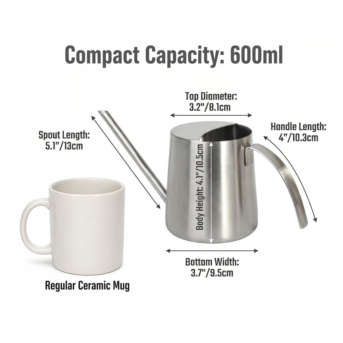 Brushed stainless steel indoor watering can 20oz