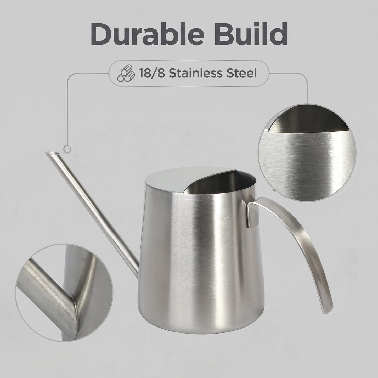 IMEEA Small Watering Can 18/8 Stainless Steel , 20oz / 600ml