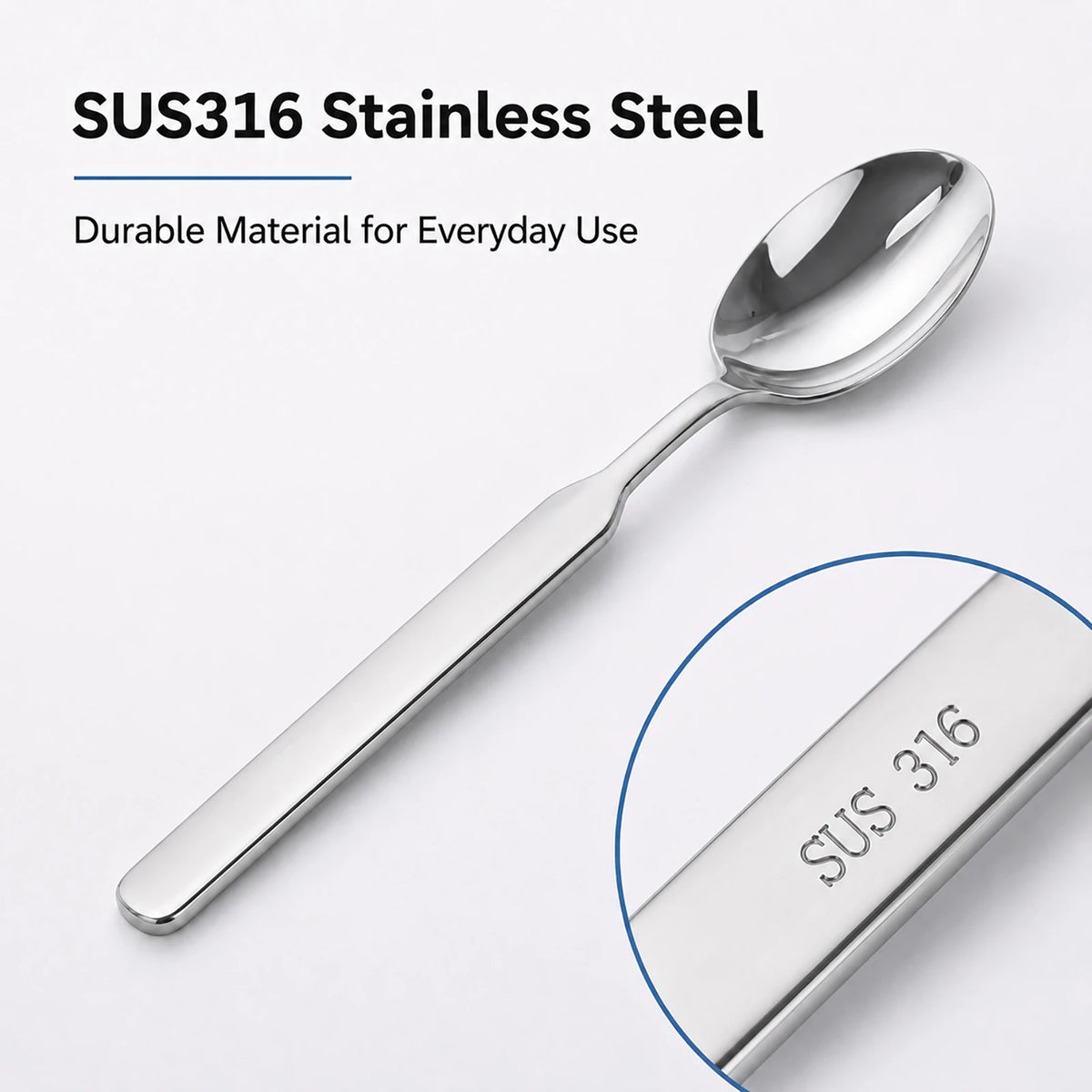 SUS316 stainless steel dinner spoon with material marking