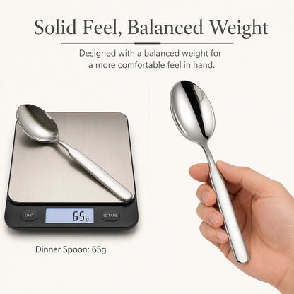 65g stainless steel dinner spoon with a solid balanced feel