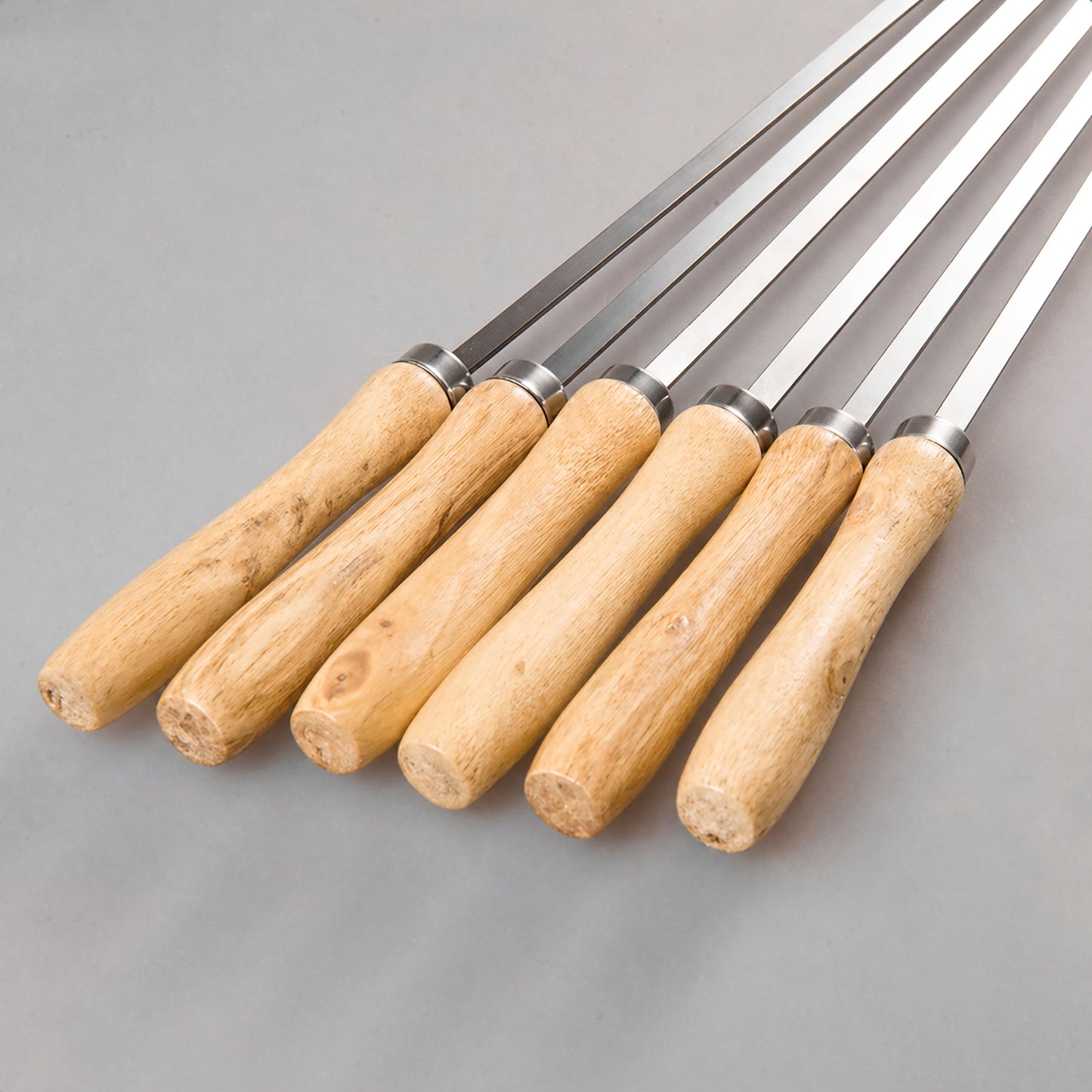 IMEEA 16,5 Zoll Grillspieße aus Edelstahl mit Holzgriffen, 6er-Set