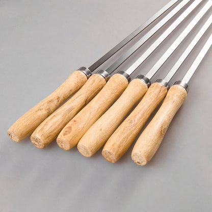 IMEEA 16,5 Zoll Grillspieße aus Edelstahl mit Holzgriffen, 6er-Set