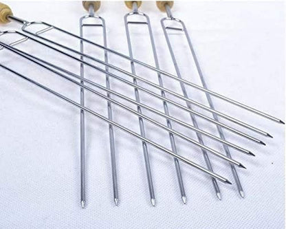 IMEEA Double Pronged Skewers with close-up detail of U-shaped stainless steel tips
