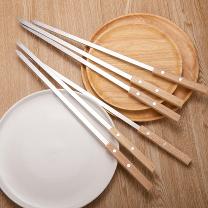 IMEEA Flat Kebab Skewers placed in a plate on the tabletop showcasing the complete product design