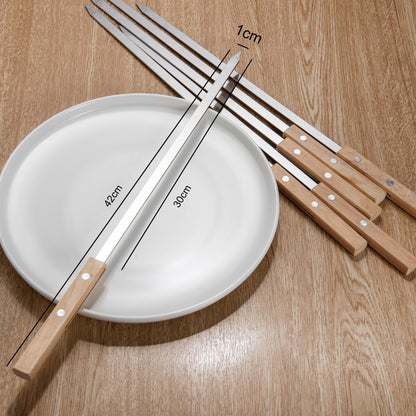 IMEEA Flat Kebab Skewers size details showing 16.5inch total length and 11.8inch skewer body length