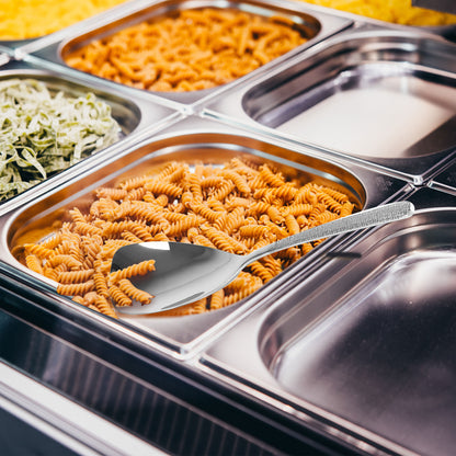 Stainless Steel Buffet Spoon serving pasta for versatile serving use