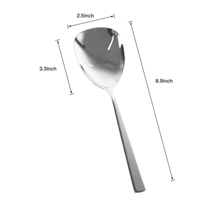 IMEEA Stainless Steel Serving Spoon size details showing 8.9inch total length and 2.5inch bowl width