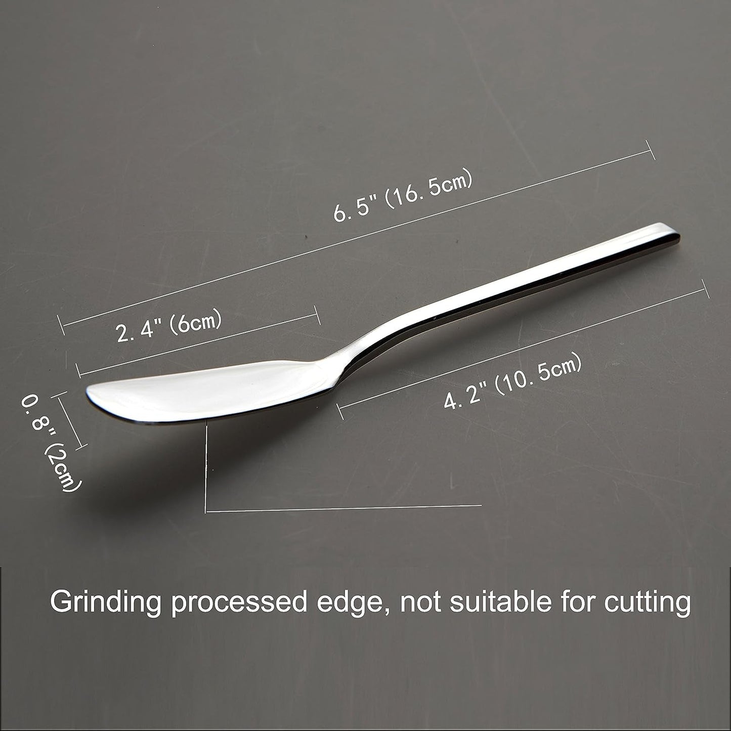 IMEEA Stainless Steel Butter Knife with size measurements for product reference
