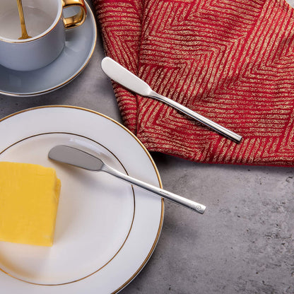 IMEEA Stainless Steel Butter Knife Set with elegant design on a dining table