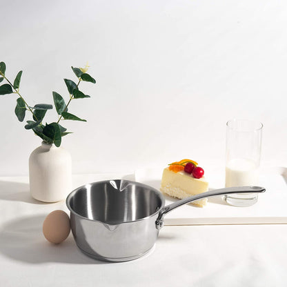 IMEEA Butter Melting Pot on a table showcasing a stainless steel design for daily home use