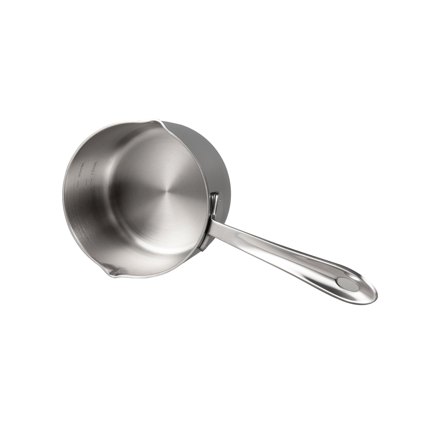 18/10 Stainless Steel Butter Warmer angled view showcasing its compact shape and polished finish