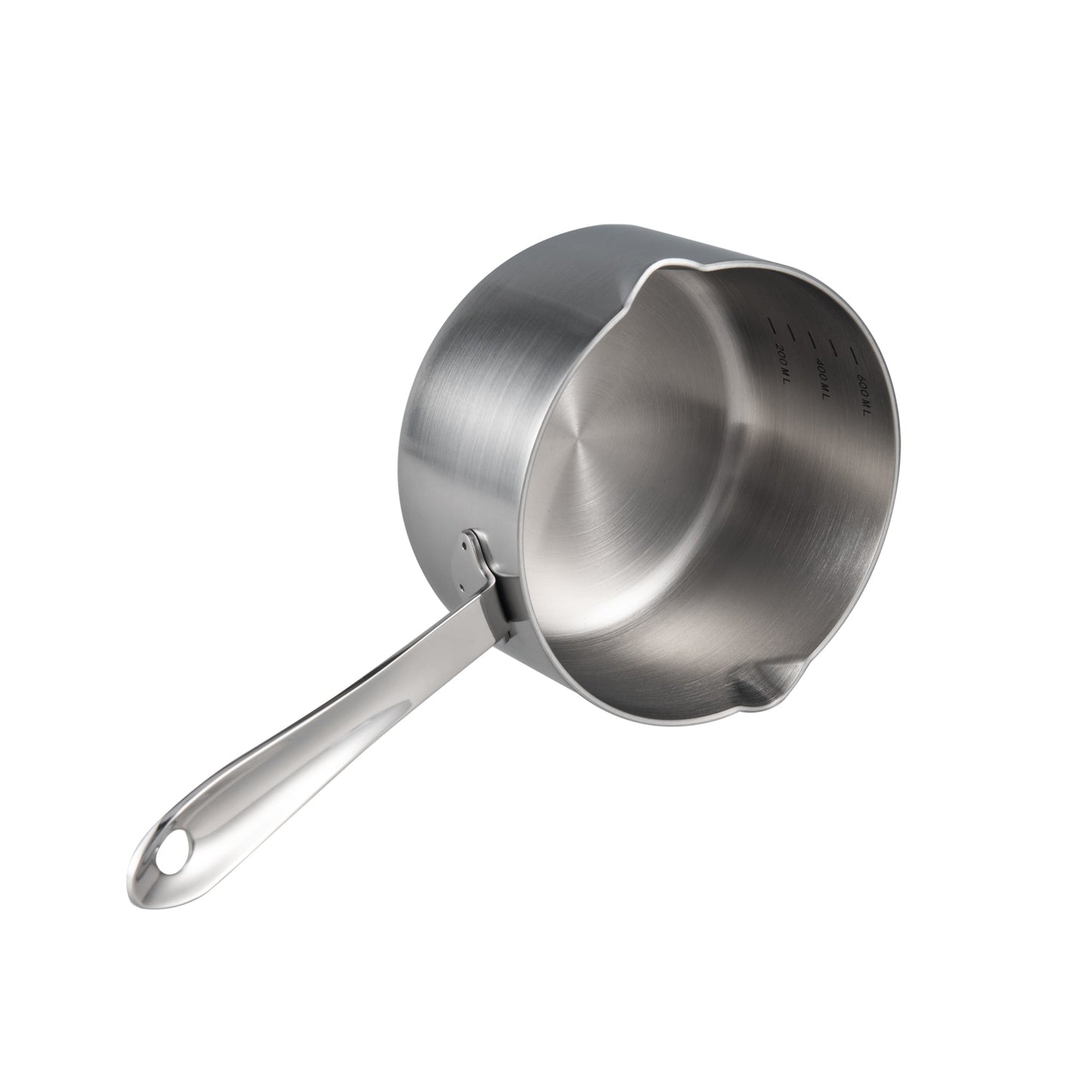 IMEEA Tri-Ply 18/10 Stainless Steel Butter Warmer side view showcasing its sleek design and handle