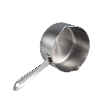 IMEEA Tri-Ply 18/10 Stainless Steel Butter Warmer side view showcasing its sleek design and handle
