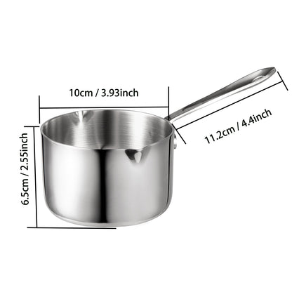 IMEEA 15oz Butter Warmer size details showing 3.93-inch width, 2.55-inch height, and 4.4-inch handle length
