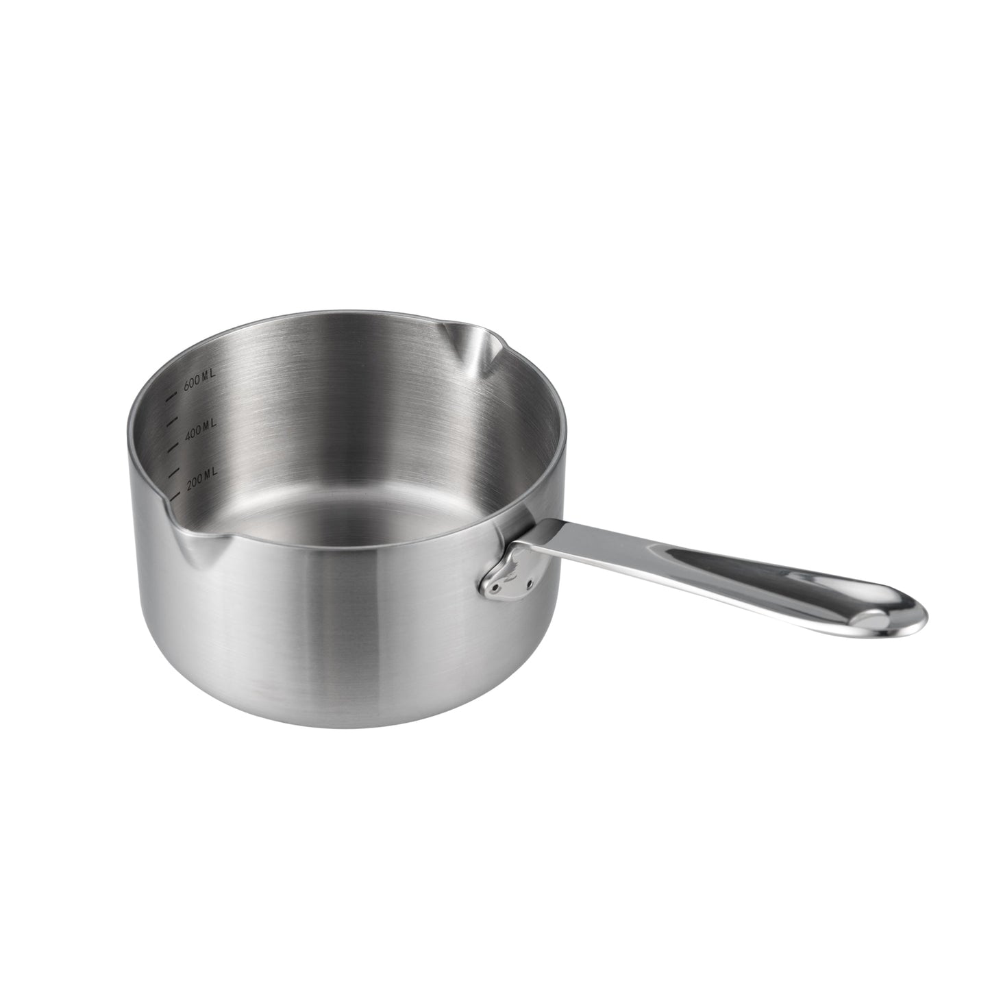 IMEEA 18/10 Tri-Ply Stainless Steel Butter Warmer front angle displaying its balanced shape and convenient handle design
