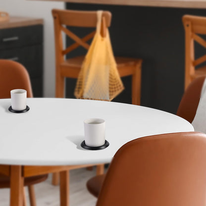 Black Stainless Steel Coaster set of 2 under cups on dining table