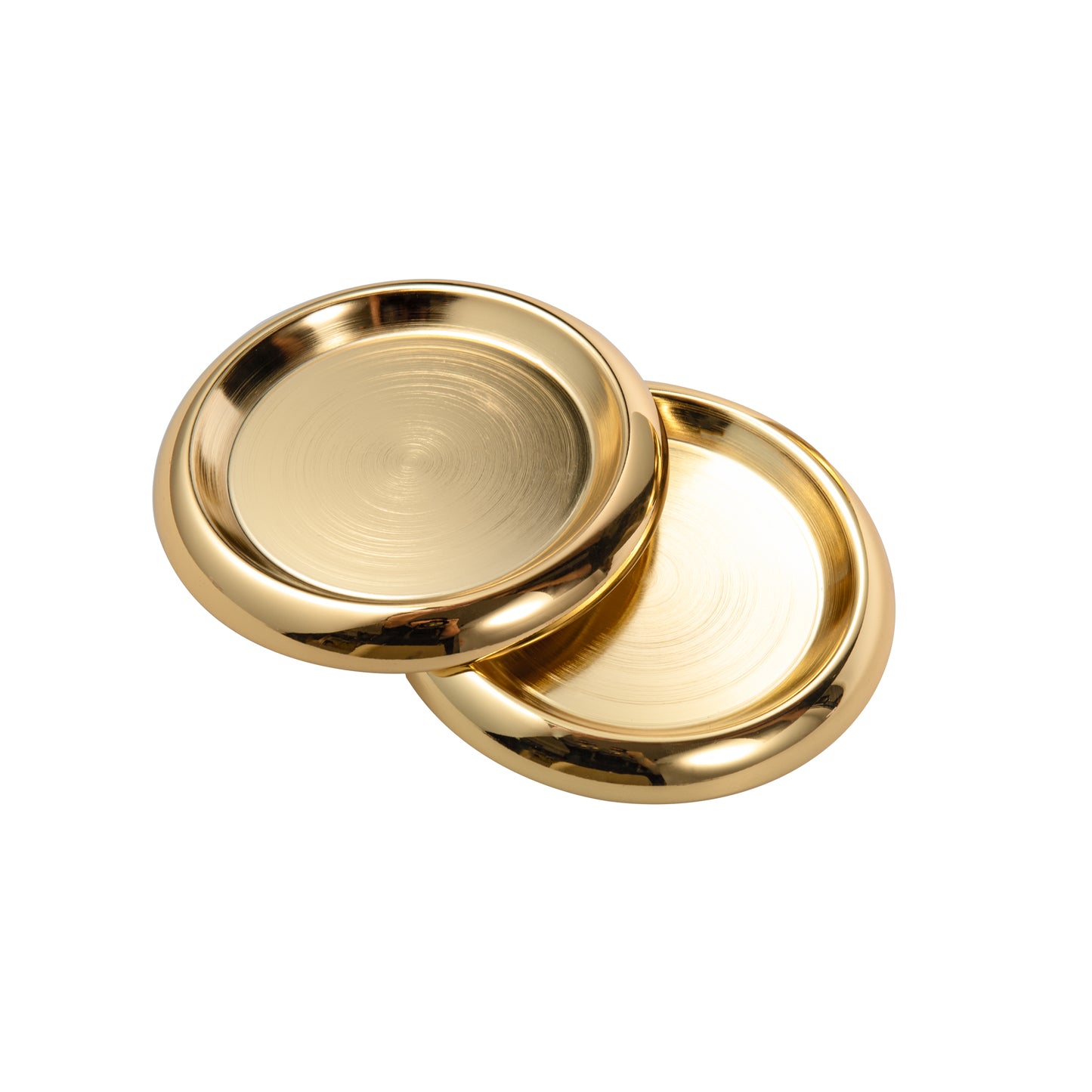 IMEEA Gold Stainless Steel Candle Holder Plate set of 2 with round design for pillar candles and versatile tabletop decor