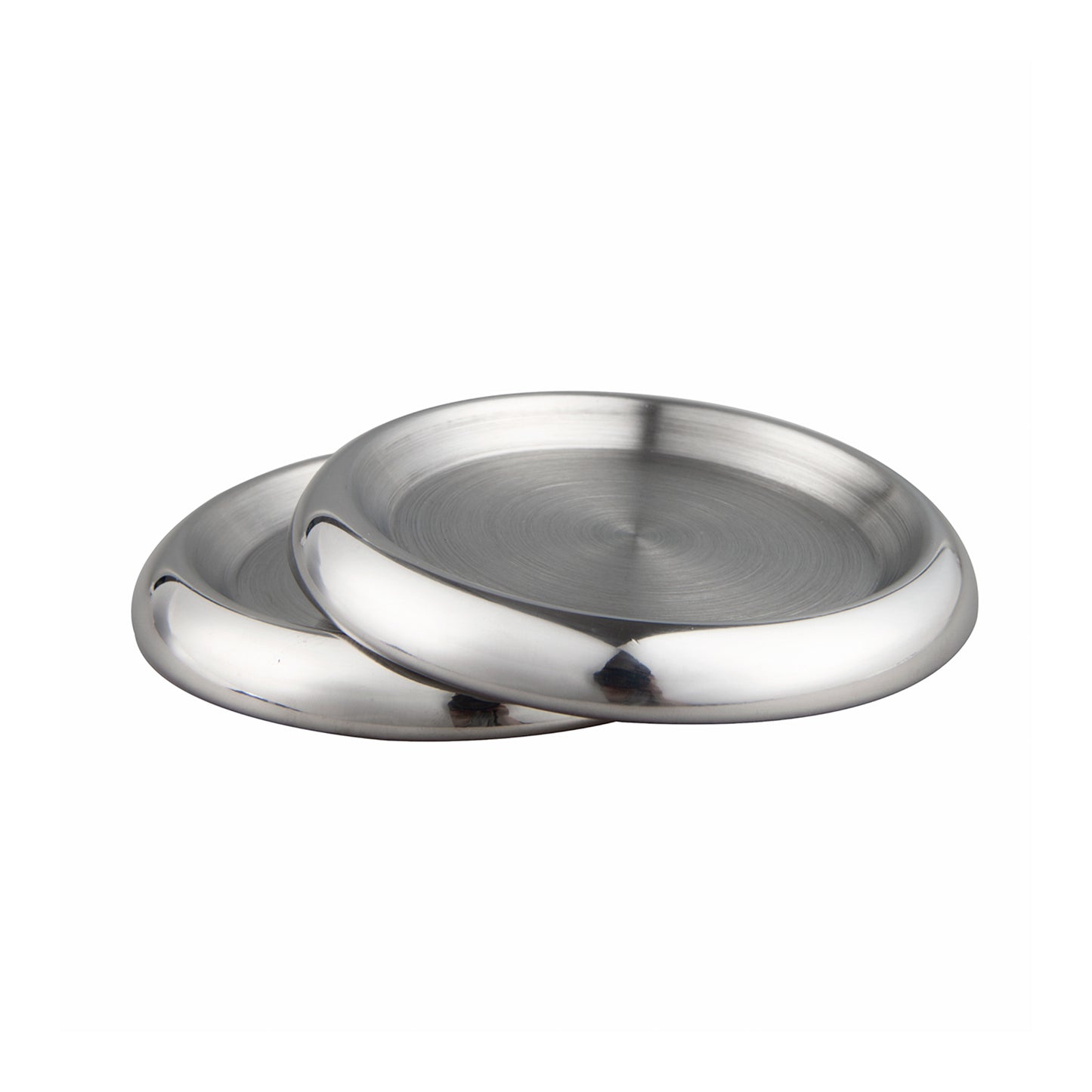 IMEEA Stainless Steel Candle Holder Plate set of 2 with round design for pillar candles and home decor