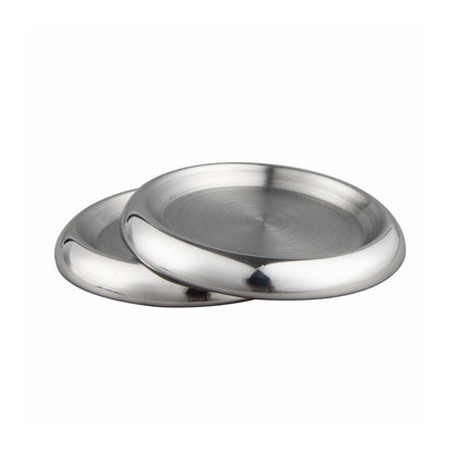 IMEEA Stainless Steel Candle Holder Plate set of 2 with round design for pillar candles and home decor