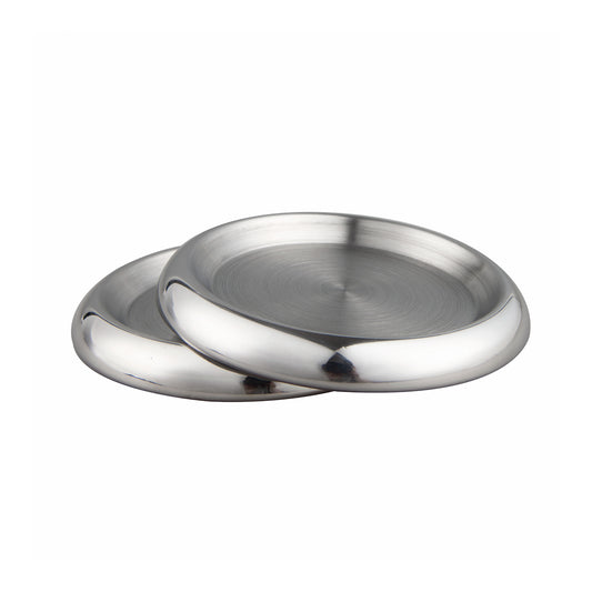 IMEEA Stainless Steel Candle Holder Plate set of 2 with round design for pillar candles and home decor