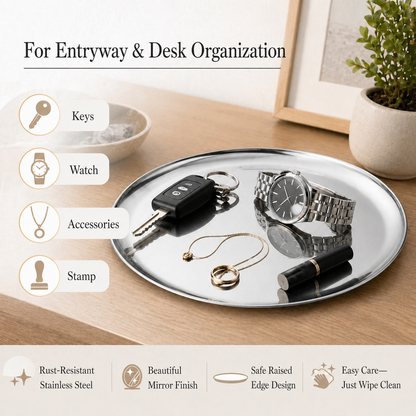 IMEEA 11inch /28cm Round Stainless Steel Display Tray